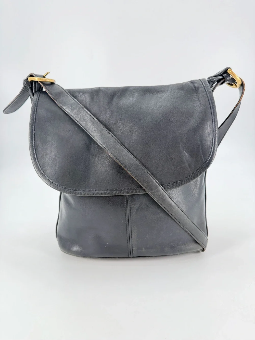 Vintage 90s Coach Whitney Flap Satchel Bag Dark Blue FLAWS